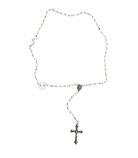 Crystal Rosary, white, 5mm