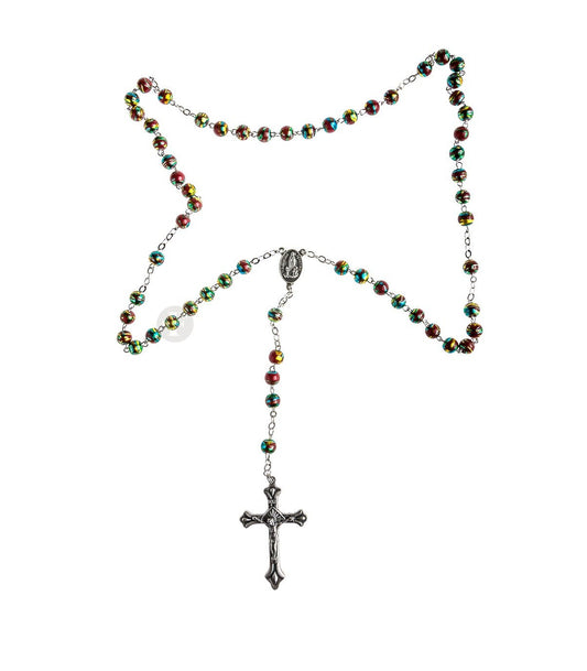 Glass Red Tinted Rosary,